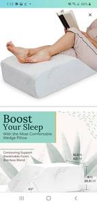 lot 45573 image: Zen Bamboo Wedge Pillows for Sleeping - Luxury Foam Leg Elevation Pillow for Leg & Back Discomfort w Removable Cover