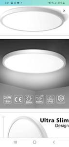 lot 45595 image: LED Flush Mount Ceiling Light Fixture, 5000K Daylight White 24W(240W Equivalent) 12 Inch Flat Modern Ceiling Lighting, 3200LM Ceiling Lamp for Bathroom Porch, Kitchen, Bedroom, Living Room, Hallway��