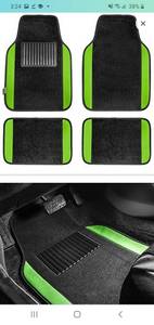 lot 45596 image: FH Group F14407GREEN Universal Fit Premium Carpet Green Automotive Floor Mats fits most Cars, SUVs, and Trucks with Driver Heel Pad, Full Set
