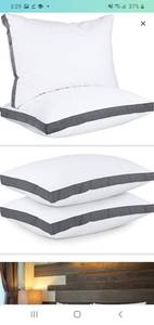 lot 45597 image: Utopia Bedding Gusseted Pillow (2-Pack) Premium Quality Bed Pillows - Side Back Sleepers - Dark Grey Gusset - King