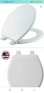 lot 45599 image: MAYFAIR 843SLOW 000 Lannon Toilet Seat will Slow Close and Never Loosen, ROUND, Durable Enameled Wood, White