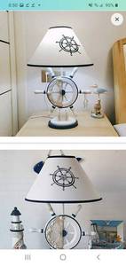 lot 45612 image: LITFAD White Tapered Nightstand Lamp Kids 1 Light Fabric Table Lighting Modern Creative Bedside Table Lamp Reading Light with Rudder Base for Bedroom Kids Room Office - B