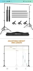 lot 45631 image: Yesker Photo Video Studio 10ft Adjustable Backdrop Stand Background Support