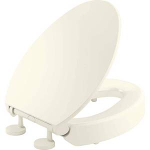 lot 45870 image: KOHLER Hyten Elevated Quiet-Close Elongated Toilet Seat in Biscuit