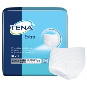 lot 45871 image: TENA Extra Disposable Underwear Pull On with Tear Away Seams  (2XL 4 packs of 12 breathable underwear)
