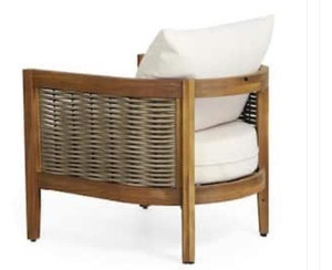 lot 21737 image: Teak Finish Brown Wicker Chair