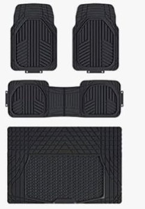 lot 21747 image: Amazon Basics 4-Piece All-Weather Protection Heavy Duty Rubber Floor Mats Set with Cargo Liner for Cars, SUVs,