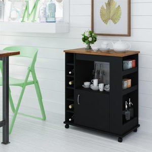 lot 21751 image: Ameriwood Home Williams Kitchen Cart, BlackOld Fashioned Pine
