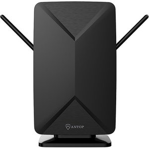 lot 21752 image: ANTOP Flat Panel Mini Big Boy IndoorOutdoor Amplified HDTV Antenna - Black