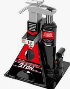 lot 21816 image: Powerbuilt 3 Ton, Bottle Jack and Jack Stand Retail $84