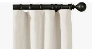 lot 23092 image: Single Restoration Hardware Belgian Textured Linen Curtain 96x100 Natural Ivory