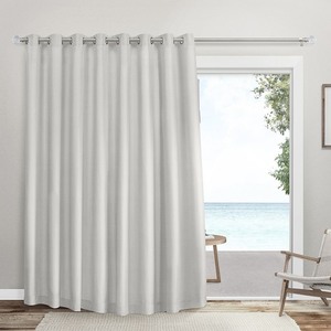 lot 23093 image: Exclusive Home Curtains Sateen Twill Woven Room Darkening Blackout Wide Patio Grommet Top Single Curtain Panel, 100x84, Vanilla