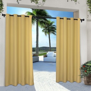 lot 23094 image: Exclusive Home Curtains IndoorOutdoor Solid Cabana Grommet Top Curtain Panel Pair, 54x108, Sundress Yellow