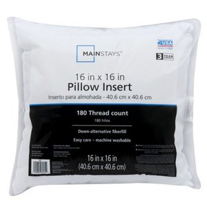 lot 23106 image: 16 x 16, Mainstays Decorative Pillow Insert 100% Polyester- 2Pk