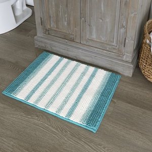lot 23113 image: Mainstays Basic Stripe Noodle Clear Aqua & Turquoise, 17in x 23.5in- 2 Rugs