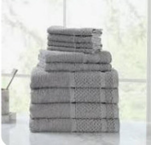 lot 23120 image: 10 Pc Towel Set, Gray