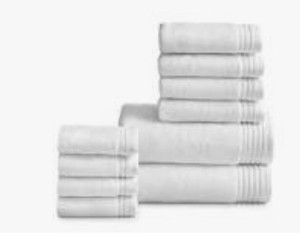 lot 23122 image: Hotel Style Luxury Bath Towel, Hand Towel & Wash Cloth- 10Pk
