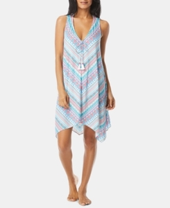 lot 23137 image: Coco Reef Printed Racerback Handkerchief Hem Cover-Up Dress Womens Swimsuit- Size S