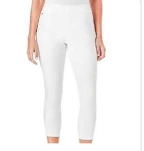 lot 23139 image: Nine West Heidi Pull-On Crop Jeans, White- Size 18