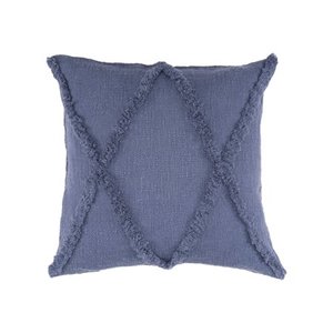 lot 23141 image: LR Home Solid Blue 18 in. Square Diamond Tufted Throw Pillow
