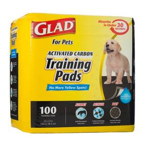 lot 34761 image: Glad for Pets Black Charcoal Puppy Pads Puppy Potty Training Pads That ABSORB & NEUTRALIZE Urine Instantly New & Improved Quality Puppy Pee Pads, 100 count