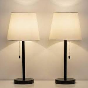 lot 34779 image: Haitral bedside lamps with charging ports