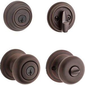 lot 6464 image: Kwikset 991 Juno Keyed Door Knob &amp Single Cylinder Deadbolt Combo
