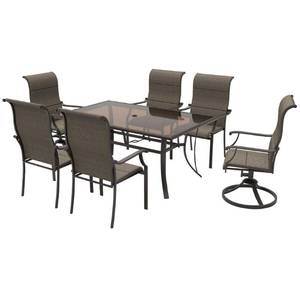 lot 6512 image: Hampton Bay Riverbrook Stationary Steel Outdoor Dining Chairs (4 COUNT)