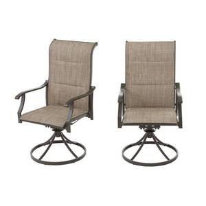 lot 6513 image: Hampton Bay Riverbrook Swivel Steel Padded Sling Patio Dining Chairs (2 COUNT)