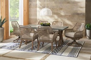 lot 6510 image: Haymont Steel Wicker Dining Chair Set