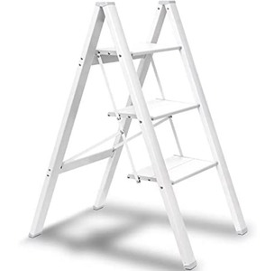 lot 1005 image: ZUZHII 3-Step Aluminum Lightweight Folding Step Stool Ladder