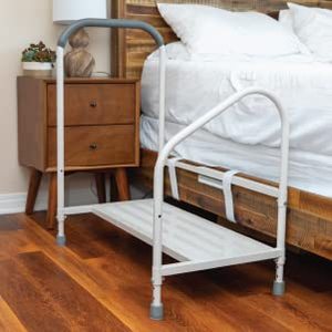 lot 1010 image: Step2Bed Bed Rails For Elderly with Adjustable Height Bed Step Stool & LED Light for Fall Prevention - Portable Medical Step Stool comes with Handicap Grab Bars making it easy to get in and out of bed