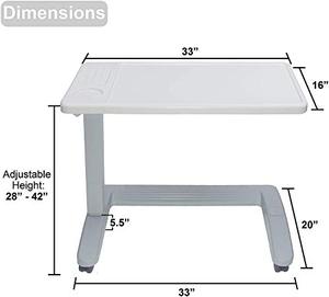 lot 1012 image: Vaunn Medical Deluxe Adjustable Overbed Bedside Table with Wheels (Hospital and Home Use)