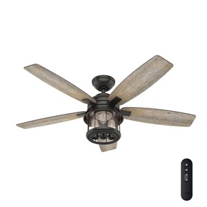 lot 1023 image: Hunter 52 Coral Bay Noble Bronze Ceiling Fan with Light Kit and Remote