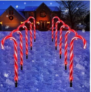 lot 1027 image: Candy Cane Outdoor Landscape Lights set of 12