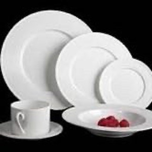 lot 1056 image: Mikasa Ridge 24 Piece Bone China Dinnerware Set, Service for 4, Whites