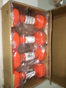 lot 1068 image: set of 4 Gaiam Neoprene Dumbbells, Orange, 5 Lbs, (20lbs total)