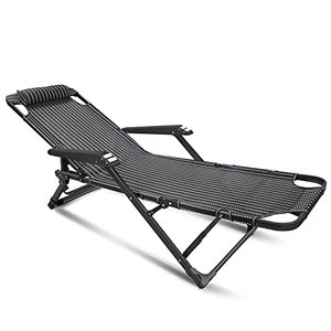lot 1076 image: Zero Gravity Recliner Outdoor Folding Lounge Chairs Adjustable Patio Chairs Beach Chairs with Headrest Portable Camping Flat Recliner Lawn Chairs Nap Chairs (Black Straight Bars)