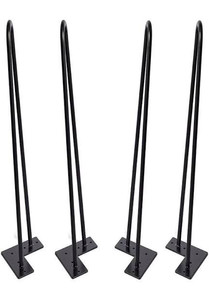 lot 1079 image: Hairpin Legs 28 inch Set of 4, DIY Furniture Metal Table Legs Perfect for Coffee Table, Dining Table, Designer Desk, Nightstand, 38 Diameter Satin Black Two-Rod Mid Century Modern Style (28, Black)