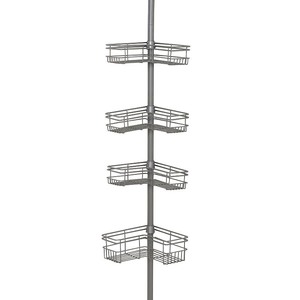 lot 1109 image: Zenna Home Tension Pole Shower Caddy, Satin Nickel
