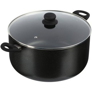 lot 1110 image: Imusa 12.7Qt Nonstick Charcoal Stock Pot with Glass Lid and Steam Vent, Black