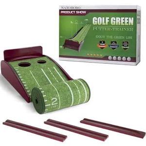 lot 1117 image: Putting Green Mat for Indoor-Outdoor Golf Matt Putting Green with Auto Ball Return Golf Practice Training Aid Equipment with Crystal Velvet Mat and Solid Wood Base for Home and Office