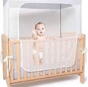 lot 1129 image: YeTrini Crib Safety Tent,See Through Mesh Crib Netting Mosquito Nets Sturdy Crib Cover to Keep Toddler from Climbing Out ,to Keep Cats Out,to Keep Baby in-Gray