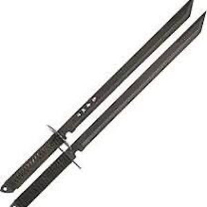 lot 1134 image: BladesUSA HK-6183 Twin Ninja Swords, Two-Piece Set, Black, 28-Inch Overall