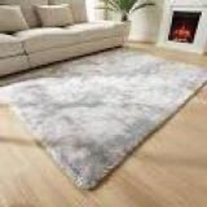 lot 1137 image: GKLUCKIN Shag Ultra Soft Area Rug, Non-Skid Fluffy 4X6 Tie-Dyed Light Grey Plush Indoor Fuzzy Faux Fur Rugs for Living Room Bedroom Nursery Decor Furry Carpet Kids Playroom