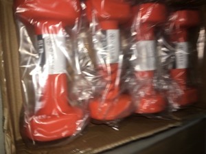 lot 1143 image: Gaiam Neoprene Dumbbell, Orange, 5 Lbs, SET OF 4 DUMBELLS