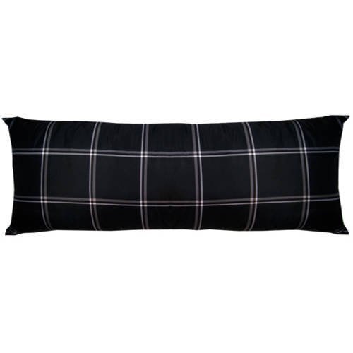 lot 25011 image: Lot of 2 - Mainstays Body Pillow Covers - Black Plaid - Fits Pillows 20 x 48