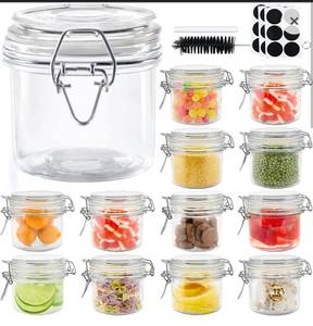 lot 4521 image: Glass Octopus 6oz Glass Jars with Airtight Lids, Glass Storage Jars with Leak Proof Rubber Gasket, Clear Small Airtight Mason Jars for Jams, Sugar, Candy, Cookies, Tea,12 Pack(200ML)