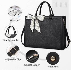 lot 4522 image: Laptop Bag for Women 15.6 Inch Laptop Tote Bag Waterproof Leather Computer Tote Bag Business Lightweight Office Briefcase Large Capacity Handbag Shoulder Bag Black