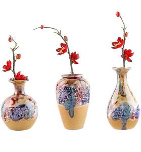 lot 11379 image: Ceramic Flower Vases Set of 3, Special Design Style of Flambed Glazed,Decorative Modern Floral Vase for Home Decor Living Room Centerpieces and Events